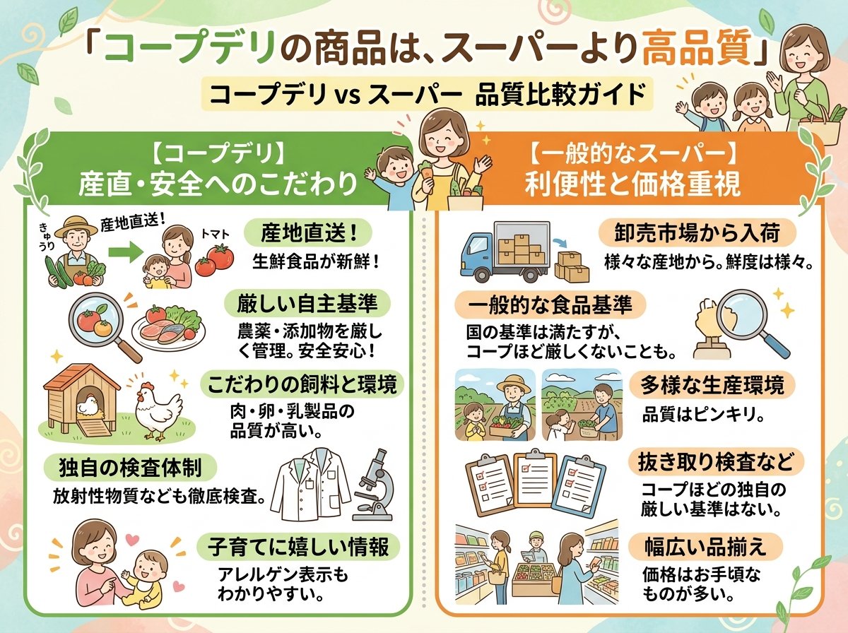 コープデリの商品は、スーパーより高品質
