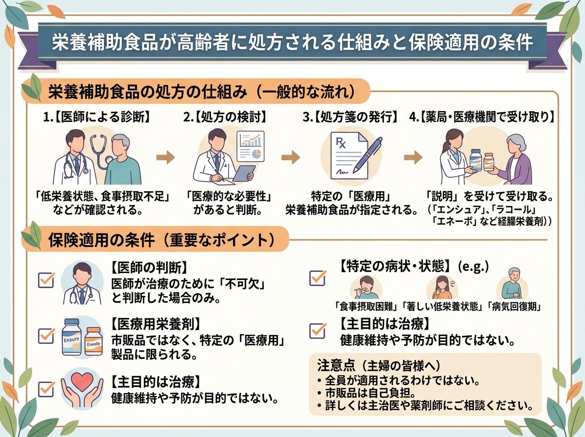 栄養補助食品が高齢者に処方される仕組みと保険適用の条件