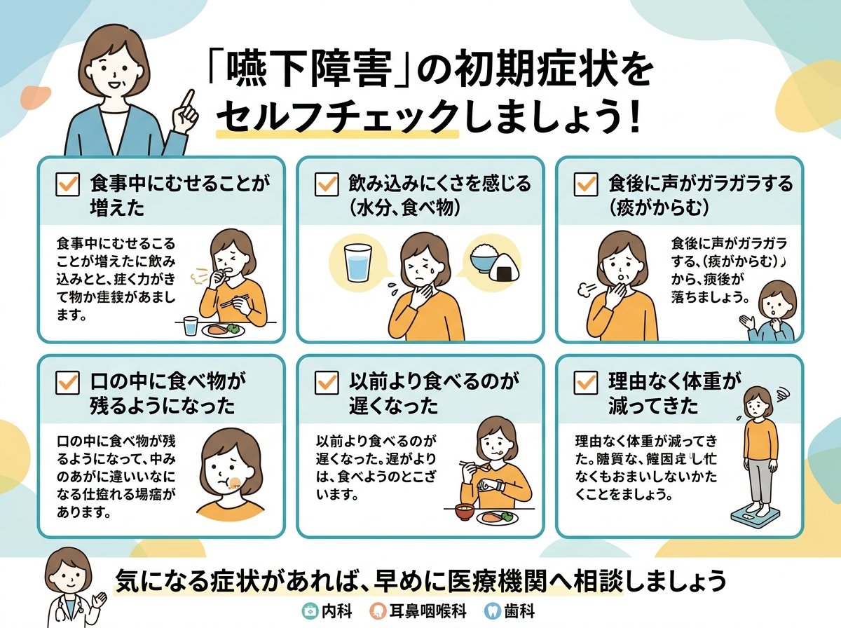 嚥下障害の初期症状をチェック