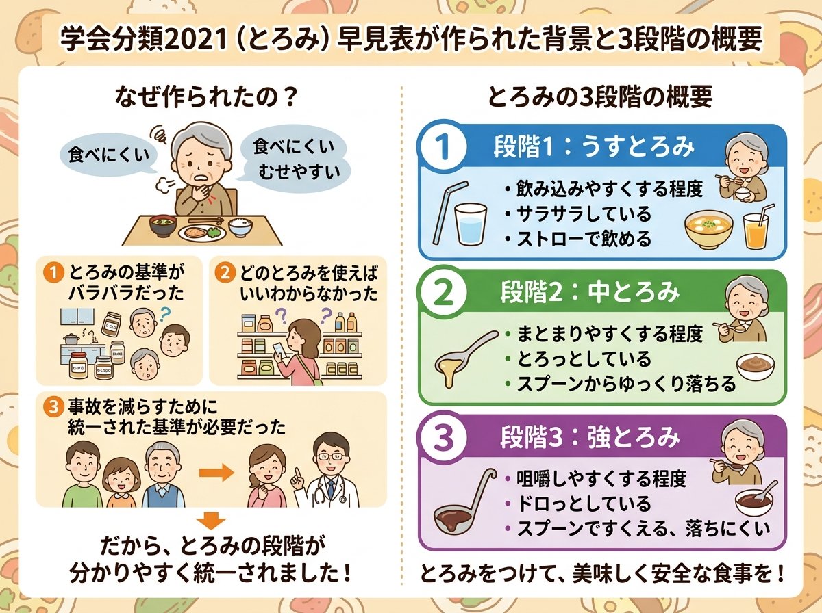 学会分類2021(とろみ)早見表が作られた背景と3段階の概要