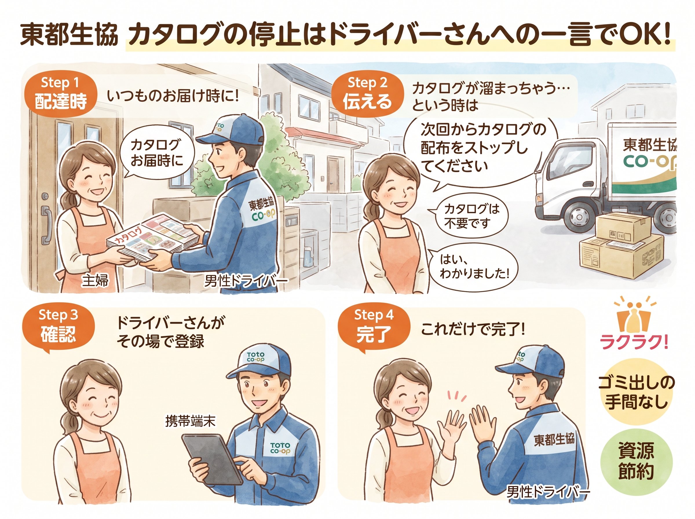 東都生協カタログの停止手続きはドライバーへの一言でOK