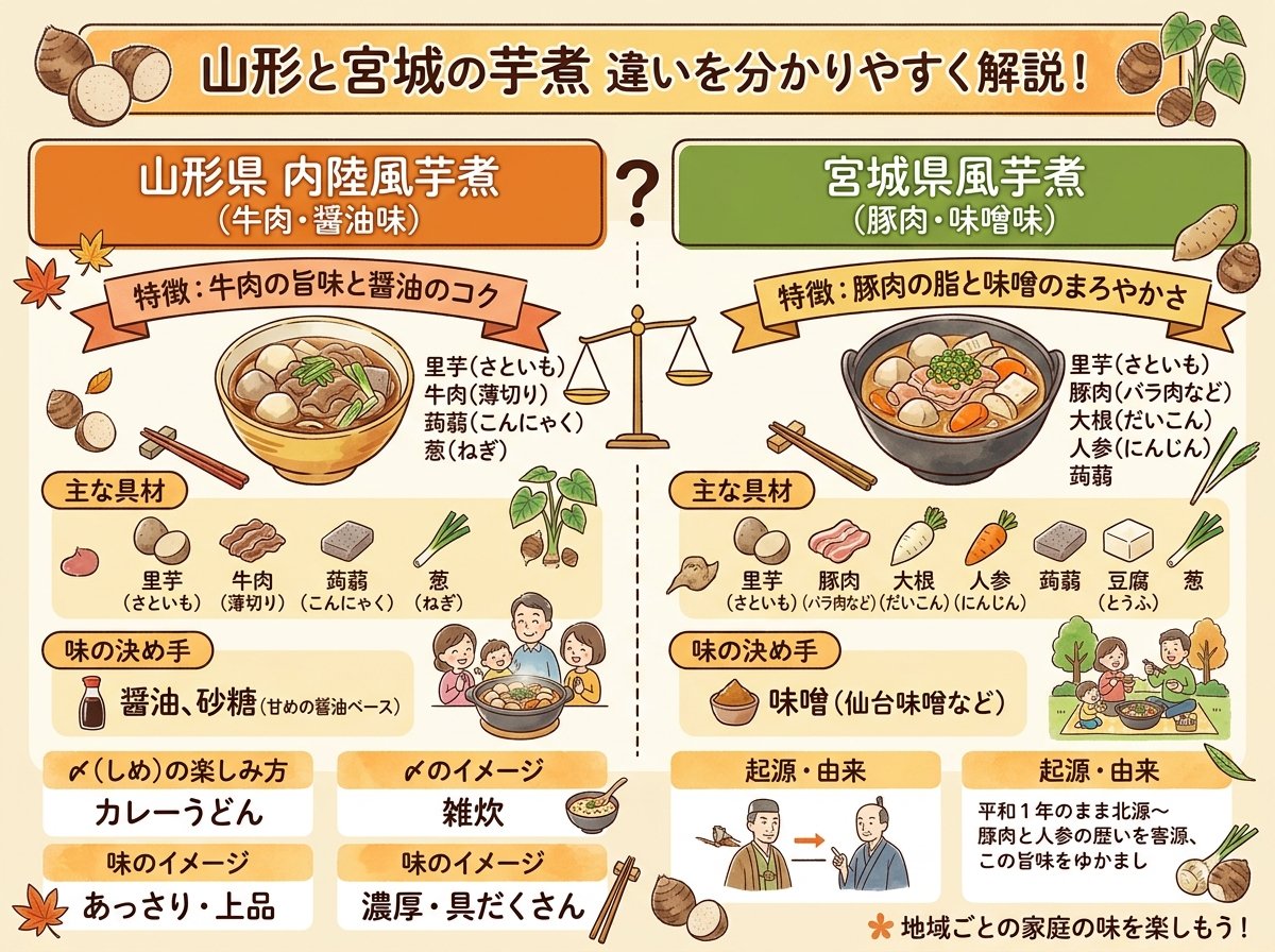 山形と宮城の芋煮の違い