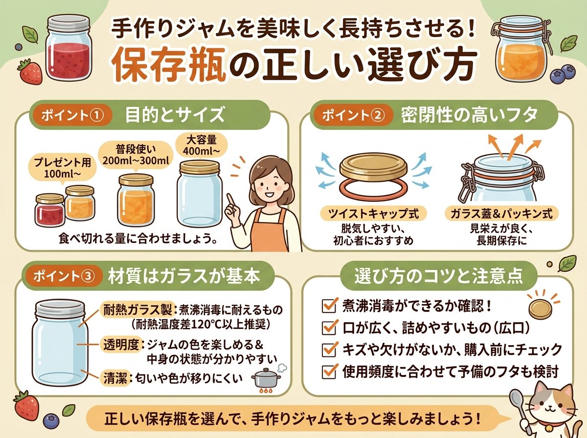 ジャム手作り瓶詰めに欠かせない「保存瓶」の正しい選び方