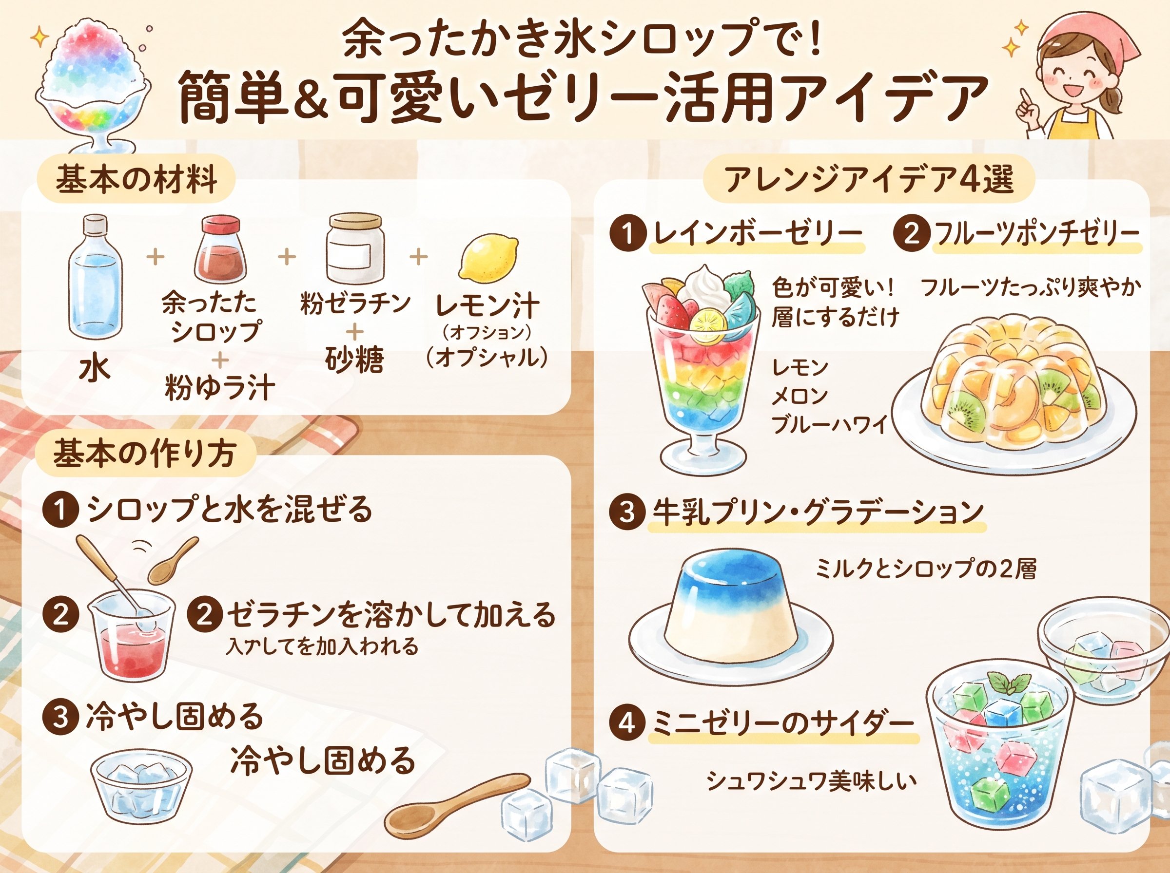 余ったかき氷シロップをゼリーで使い切るアレンジアイデア