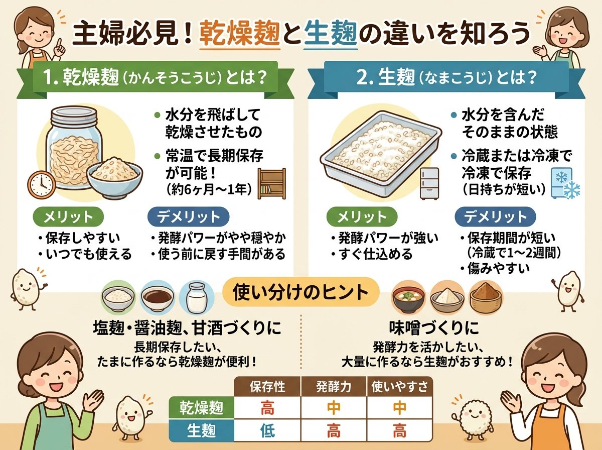 乾燥麹とは何か、生麹との違いをおさえておく