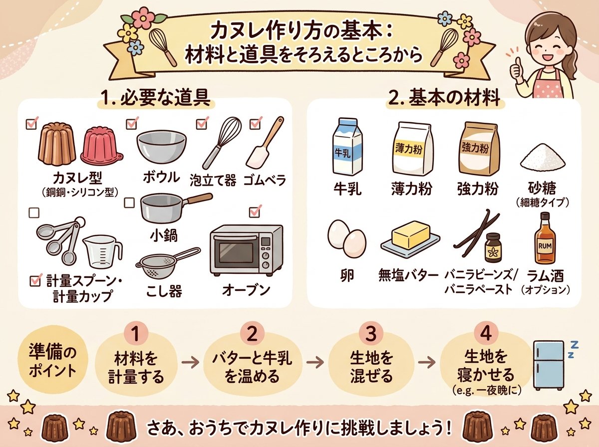 カヌレ作り方の基本：材料と道具をそろえるところから