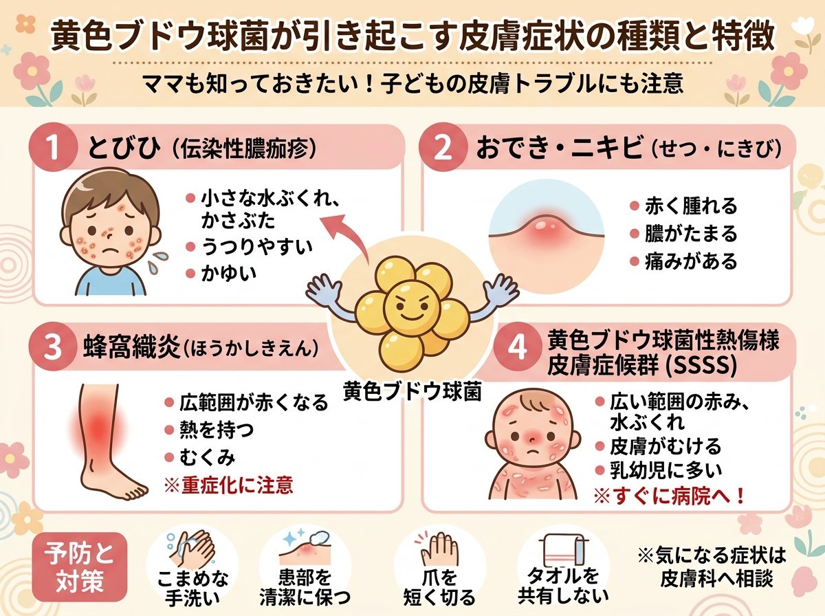 黄色ブドウ球菌が引き起こす皮膚症状の種類と特徴