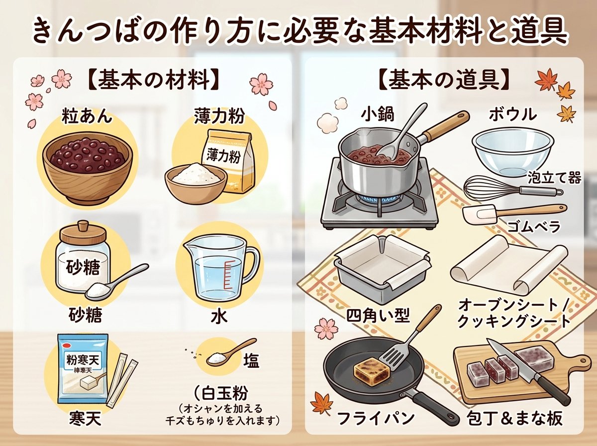きんつばの作り方に必要な基本材料と道具
