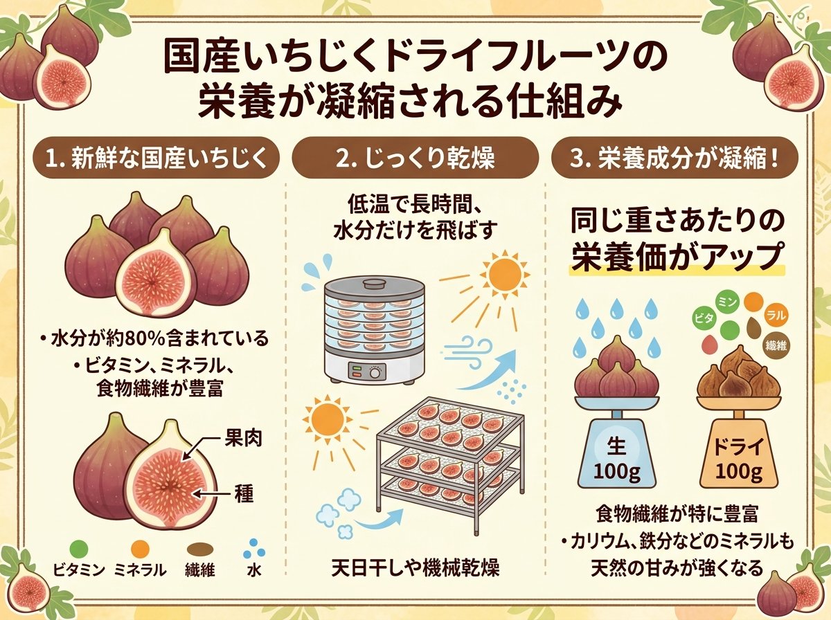 国産いちじくドライフルーツの栄養が凝縮される仕組み