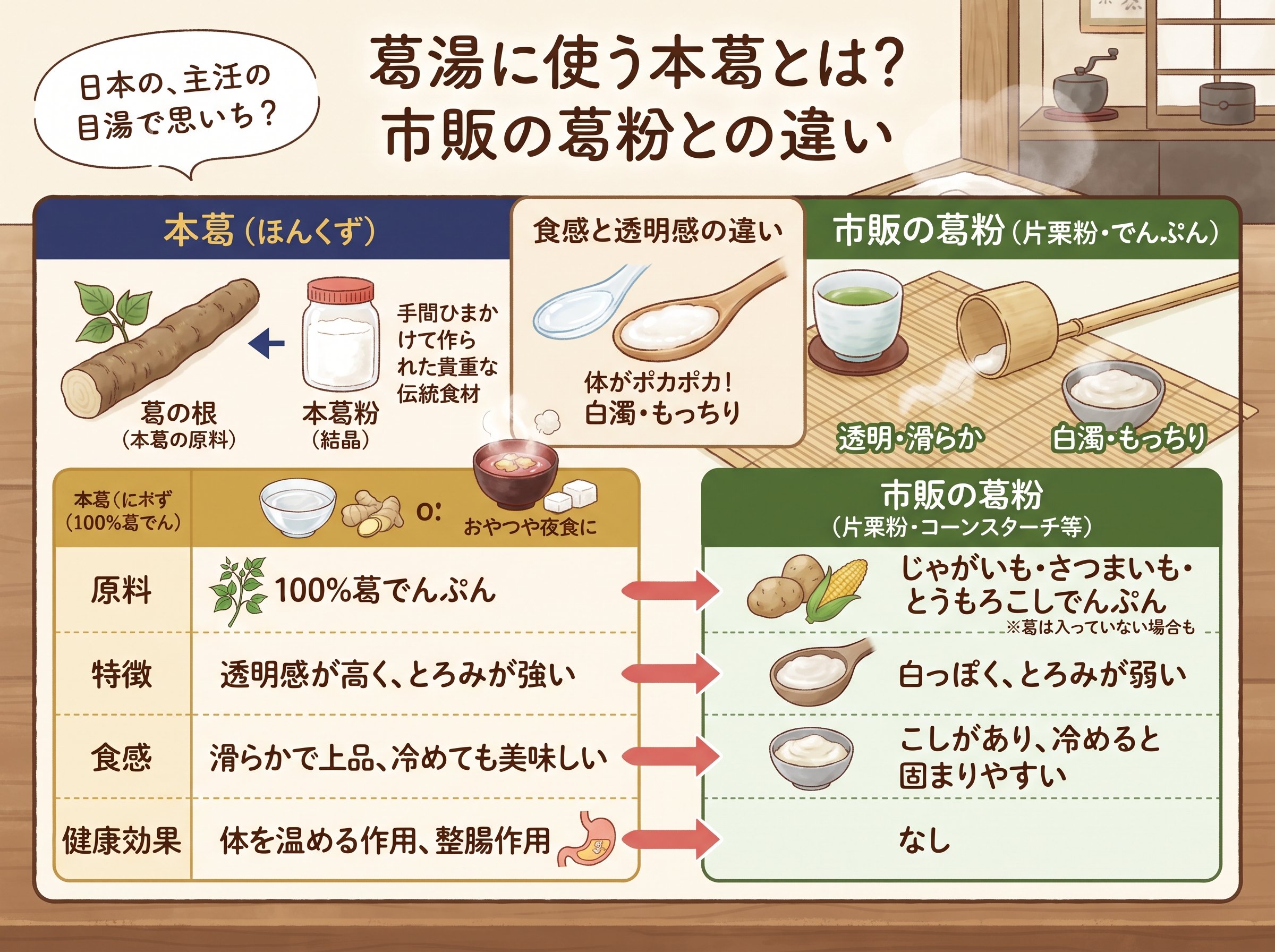 葛湯に使う本葛とは?市販の葛粉との違い