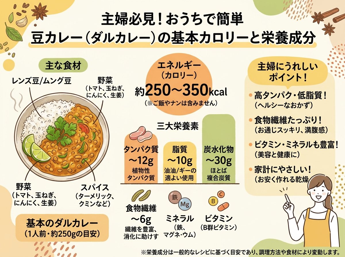 豆カレー（インド・ダルカレー）の基本カロリーと栄養成分
