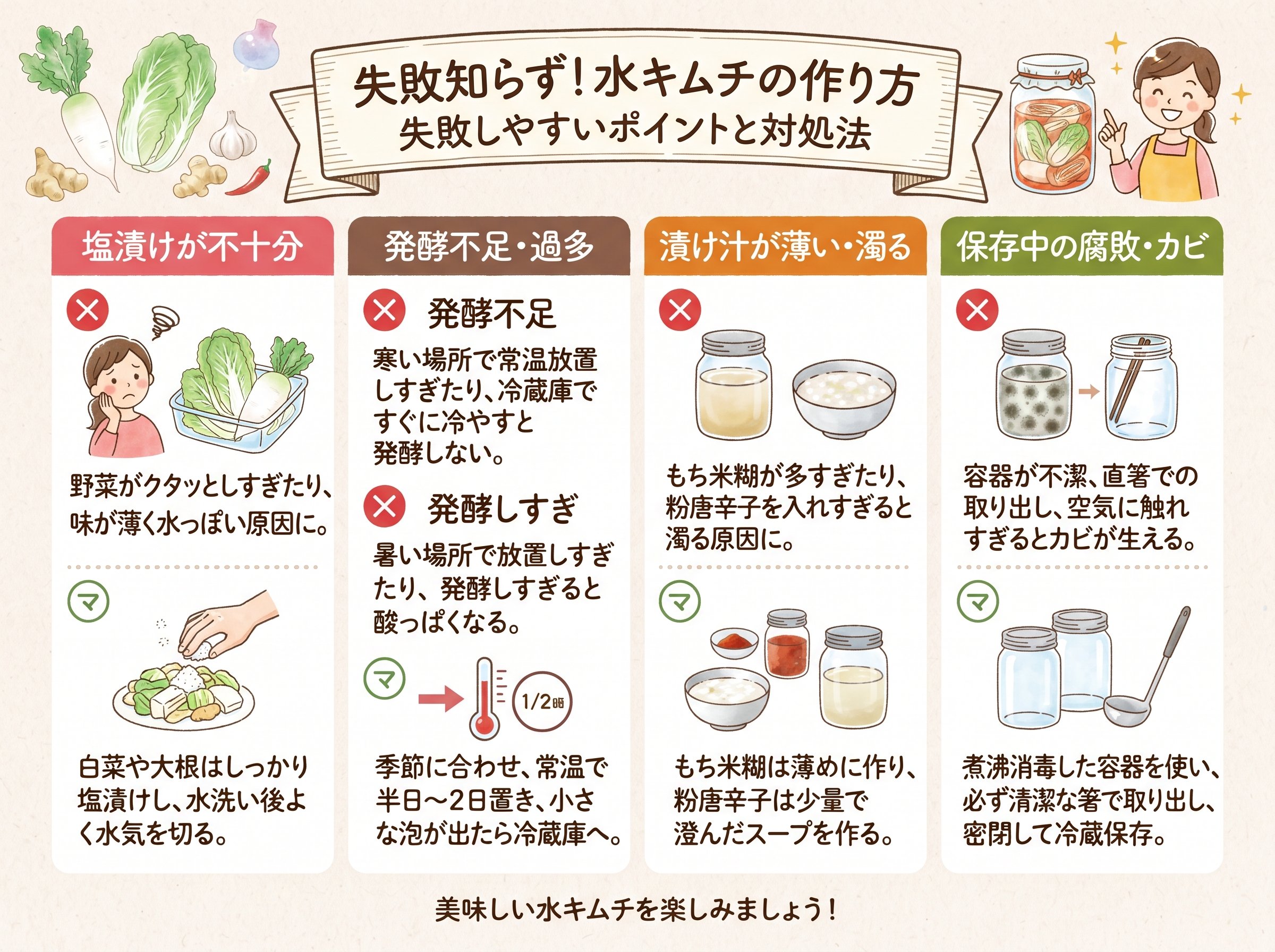 水キムチの作り方で失敗しやすいポイントと対処法