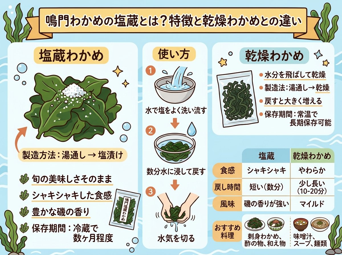鳴門わかめの塩蔵とは?特徴と乾燥わかめとの違い