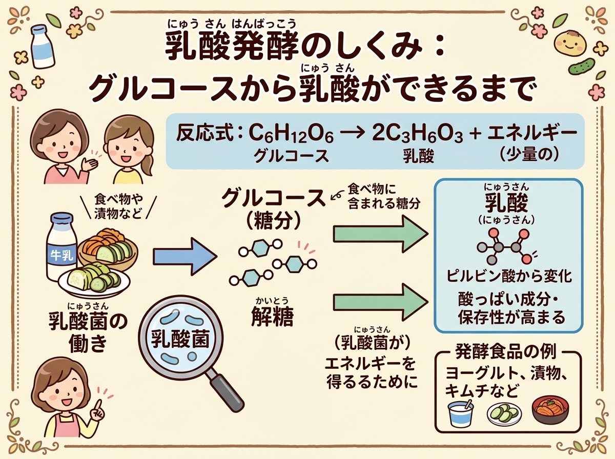 乳酸発酵の反応式とは何か?グルコースから乳酸が生まれる仕組み