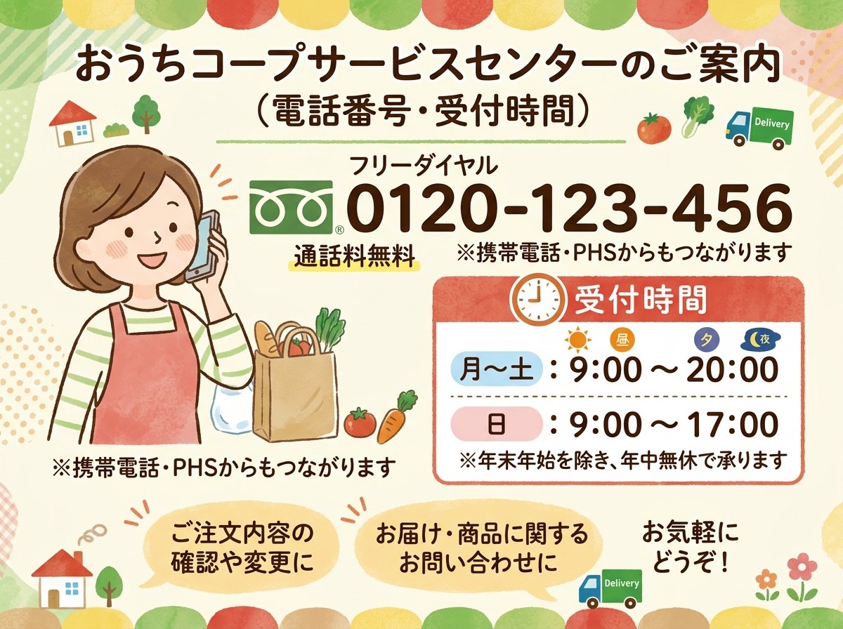 おうちコープサービスセンターの電話番号と受付時間