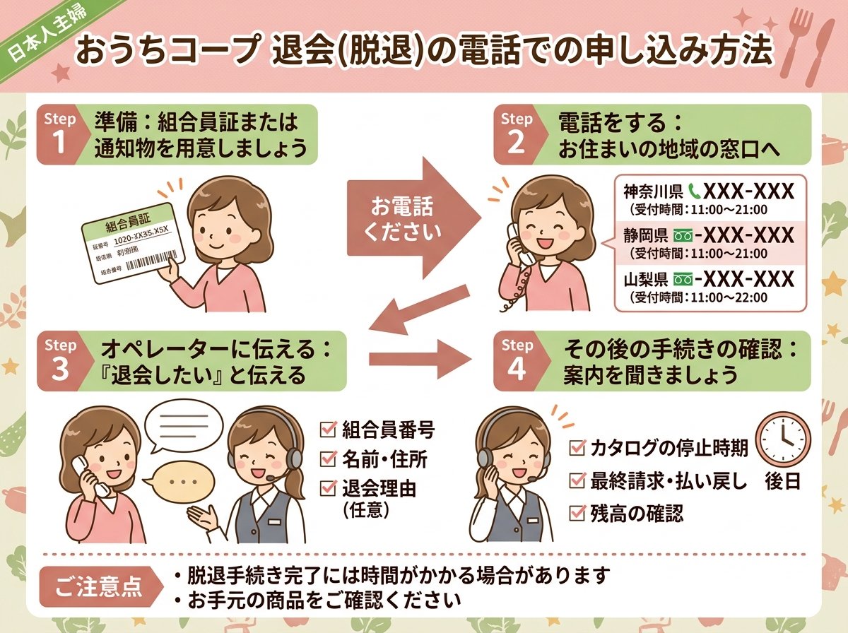 おうちコープ退会の電話での申し込み方法
