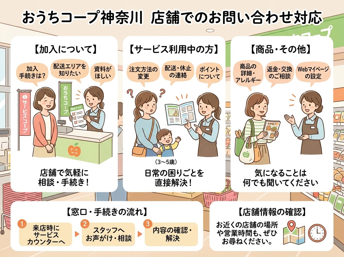 おうちコープ神奈川の店舗での問い合わせ対応