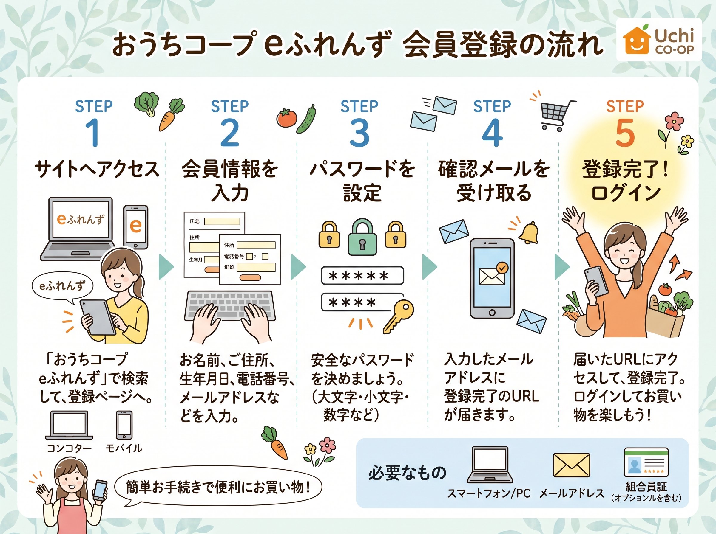 おうちコープのeふれんず会員登録方法