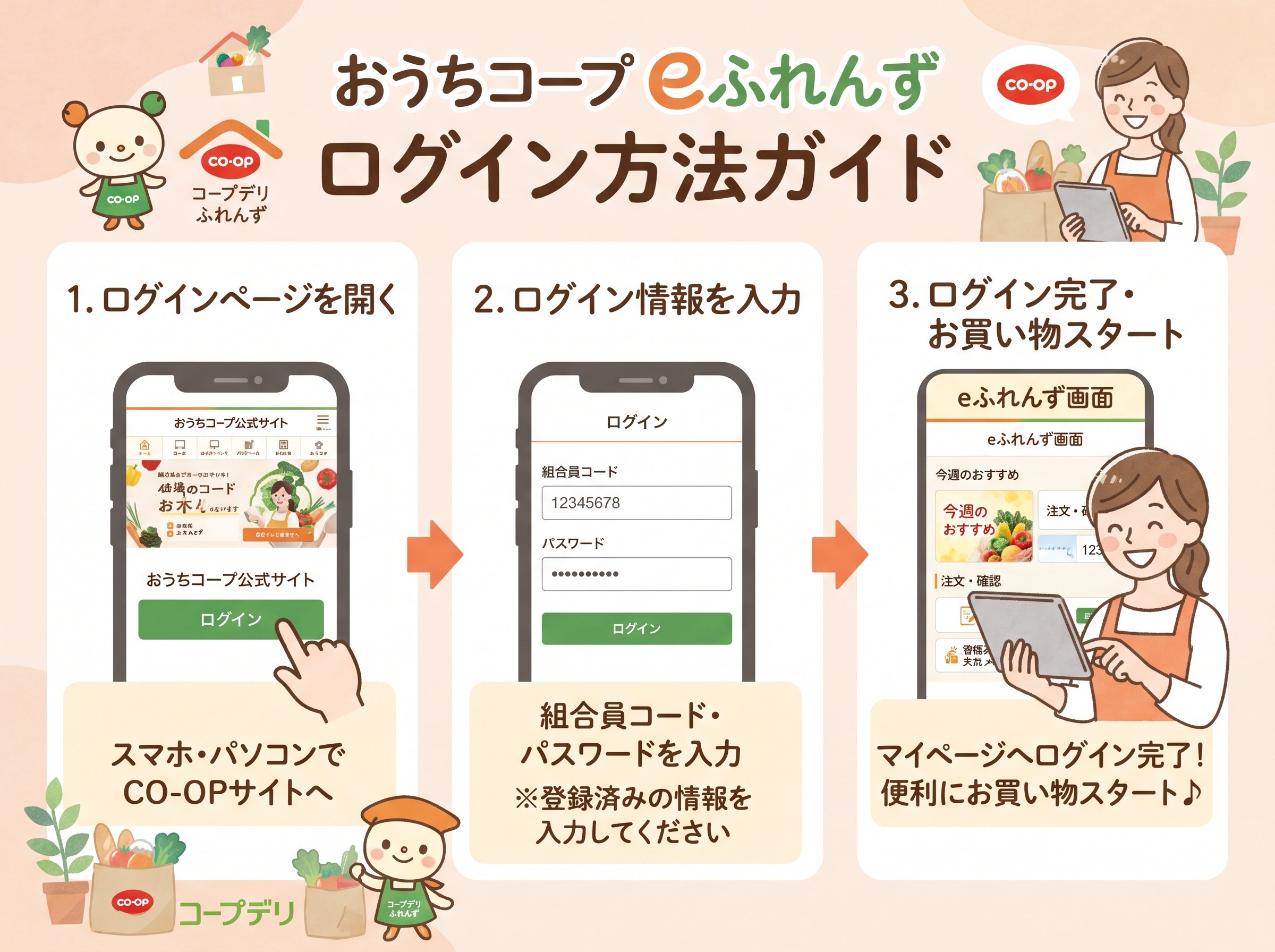 おうちコープのeふれんずログイン方法