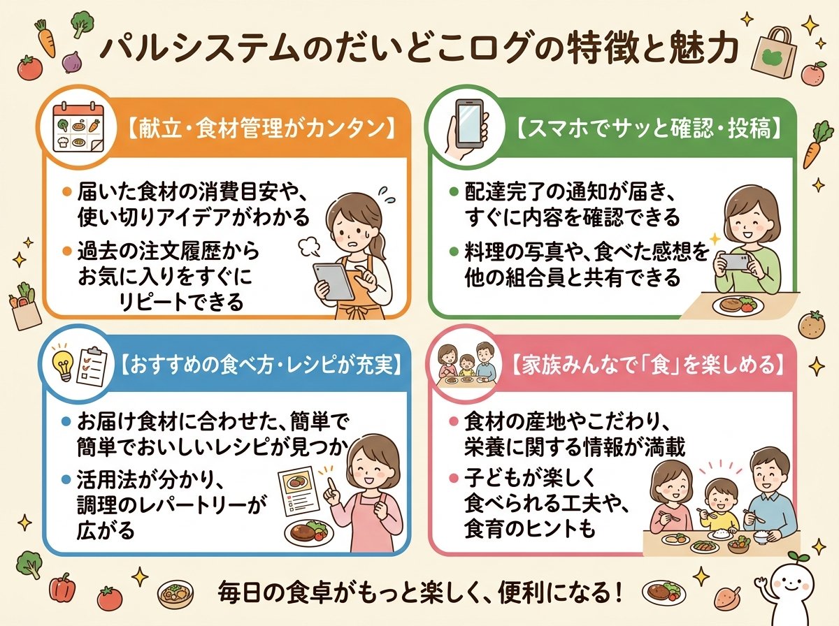 パルシステムのだいどこログの特徴と魅力