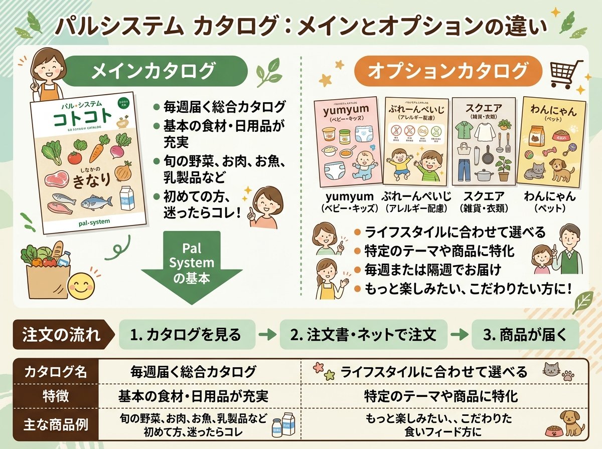 パルシステム カタログ：メインとオプションの違い