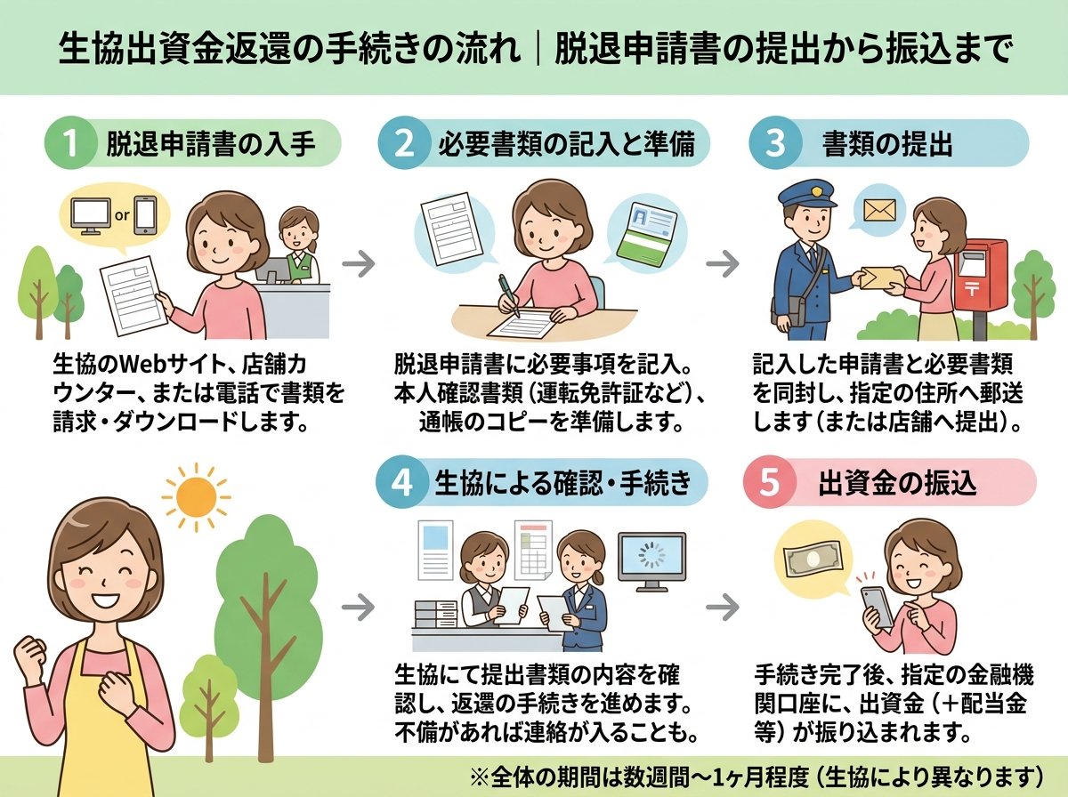 生協出資金返還の手続きの流れ|脱退申請書の提出から振込まで