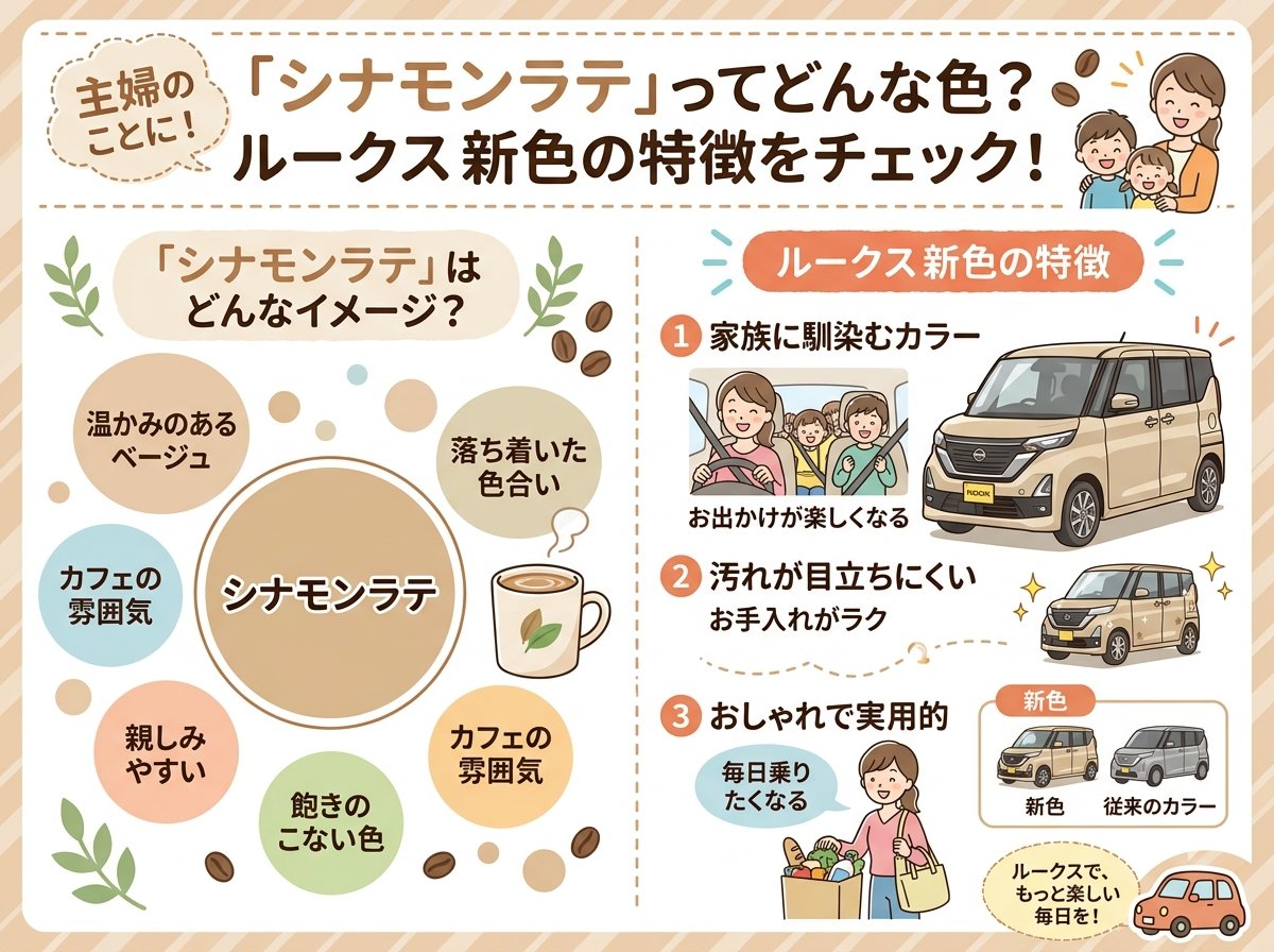 シナモンラテとはどんな色?ルークス新色の特徴