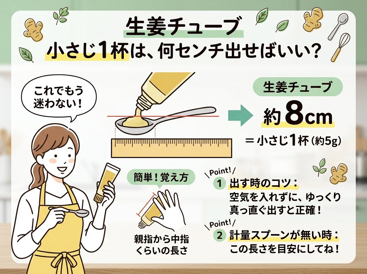 生姜チューブ小さじ1は何センチ出せばいいのか