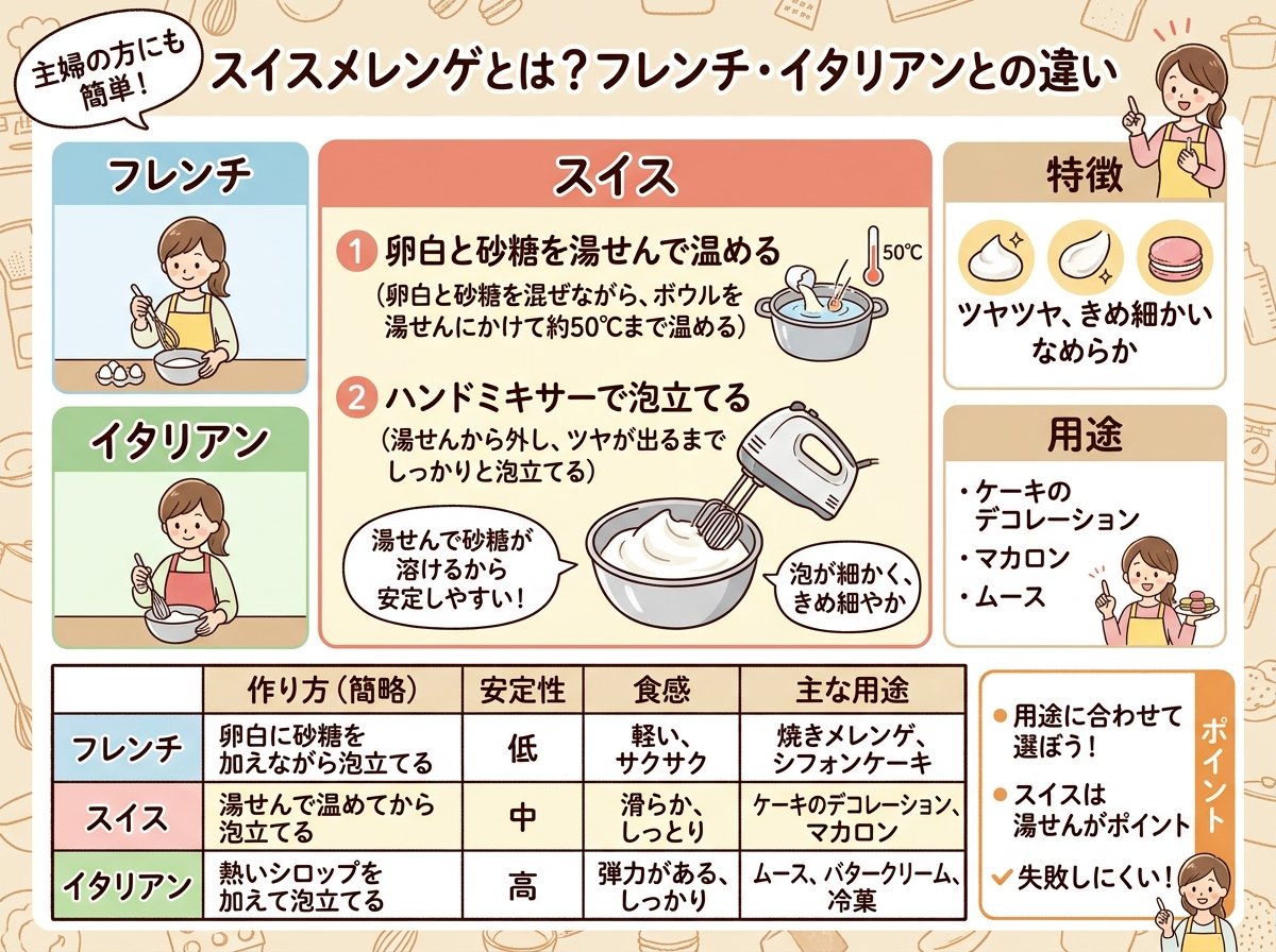 スイスメレンゲとは？フレンチ・イタリアンとの違い