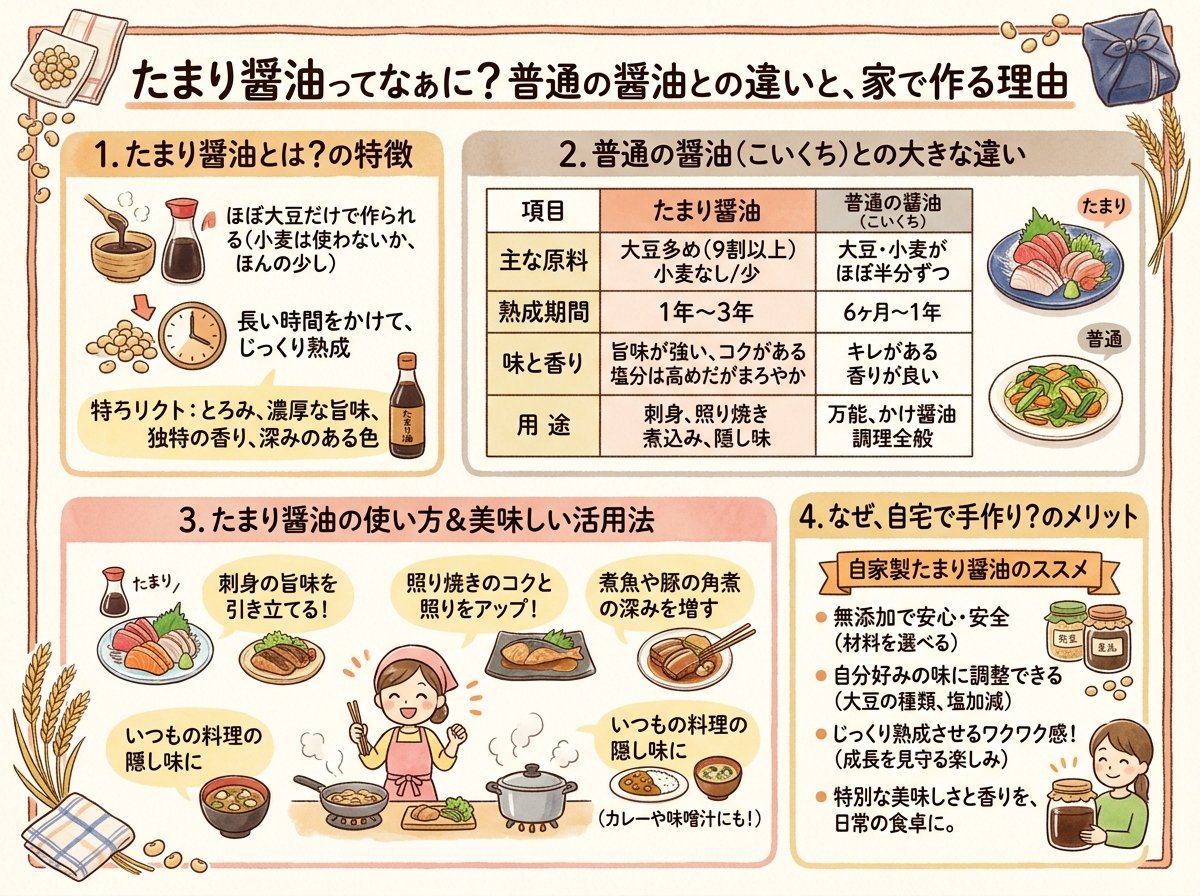 たまり醤油とは何か?普通醤油との違いと自宅で作る理由