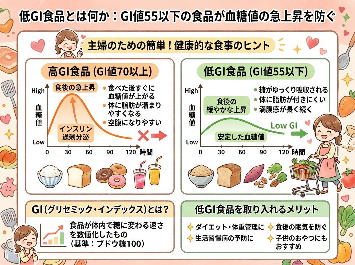 低GI食品とは何か:GI値55以下の食品が血糖値の急上昇を防ぐ