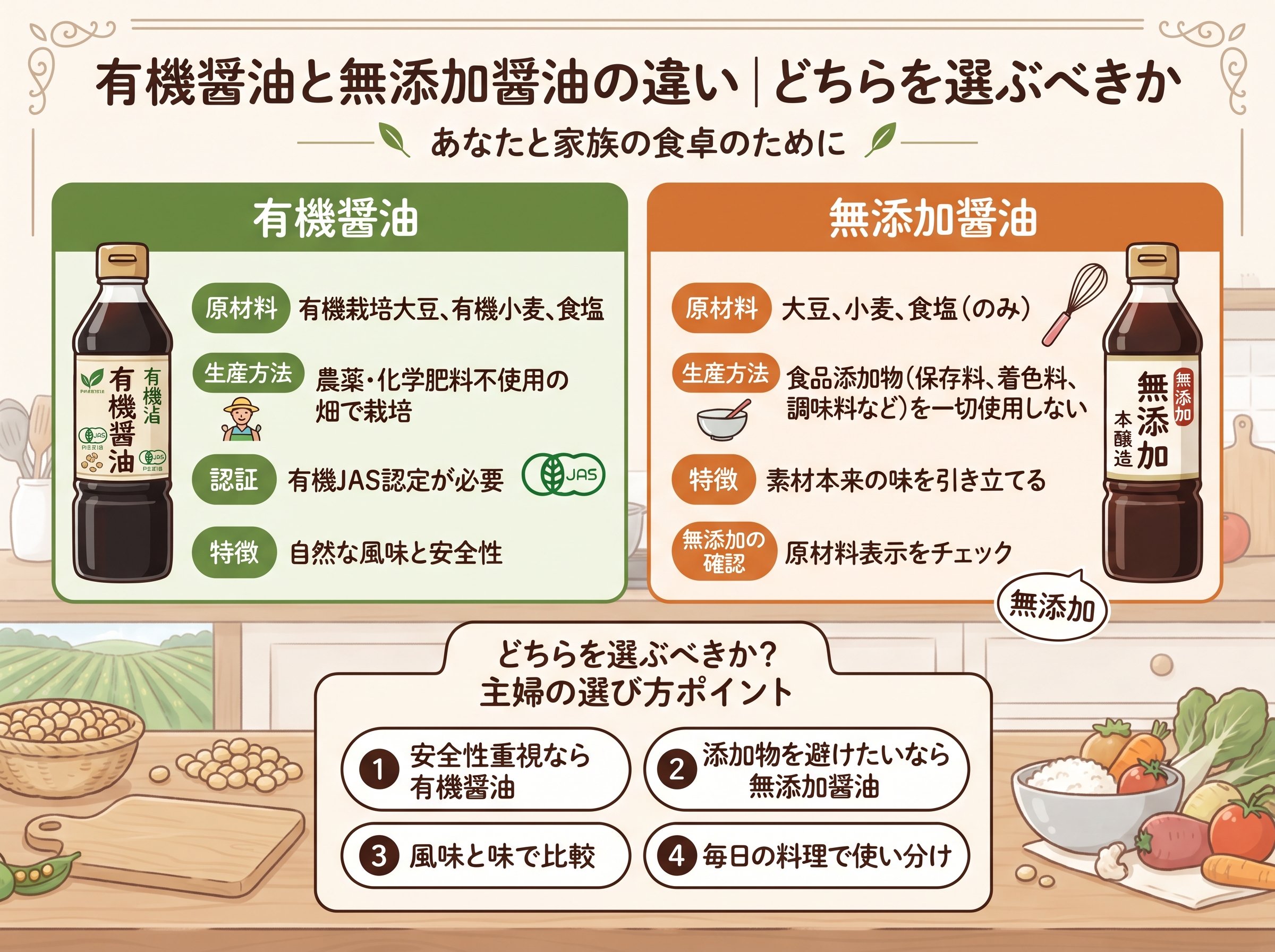有機醤油と無添加醤油の違い|どちらを選ぶべきか